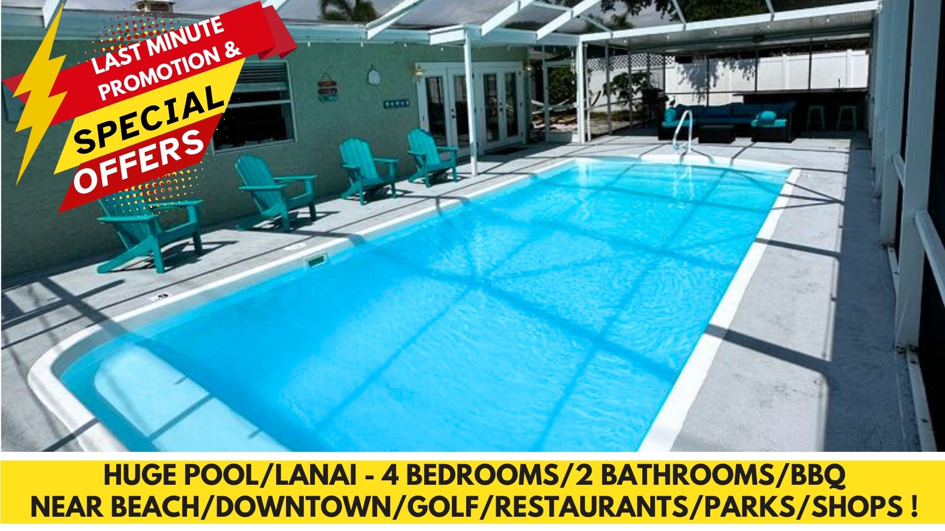 BIG LANAI/POOL HOUSE-BBQ/NEAR BEACH/WATERPARK/DOWNTOWN/SHOP/LAKE/PINELLAS TRAIL! — Largo — vacation rental