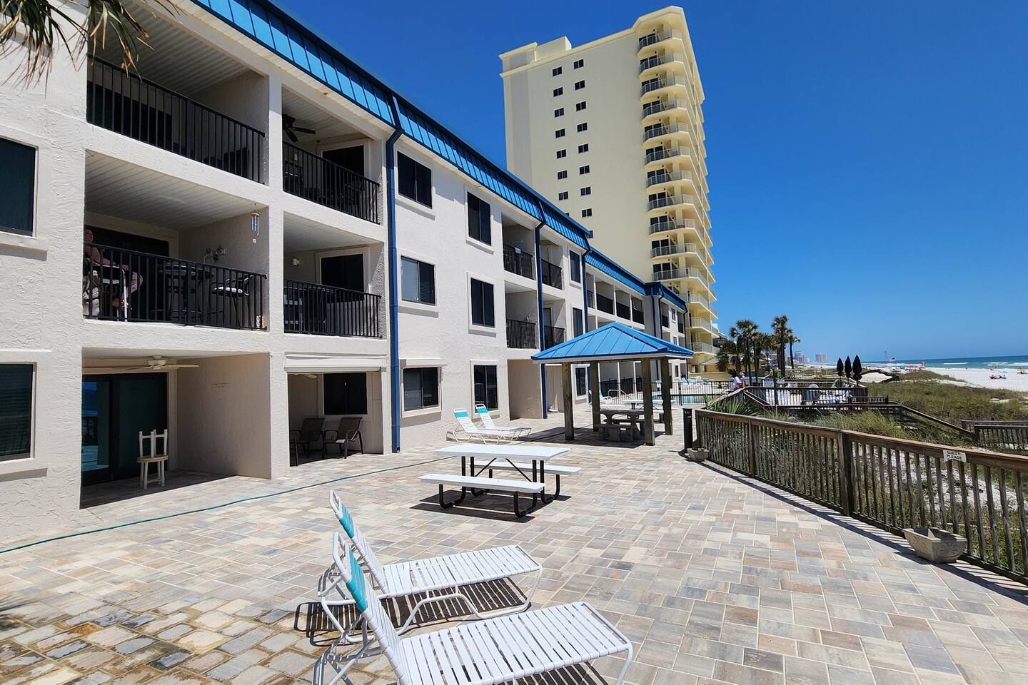 Whispering Seas 108- Oceanfront 2Br/2Bath with pool access. Ground floor with beach view- Sleeps 8.