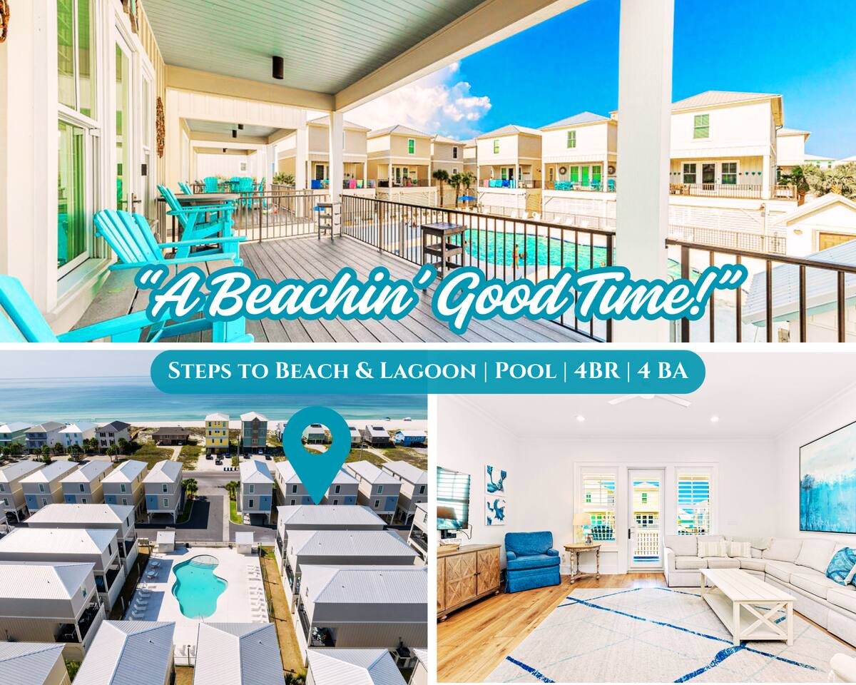 "A Beachin' Good Time" | Steps To Beach*Gulf Views*Pool*Lagoon*Fishing Pier*4BR*Sleeps 12*West Side Cottages — Gulf Shores — vacation rental