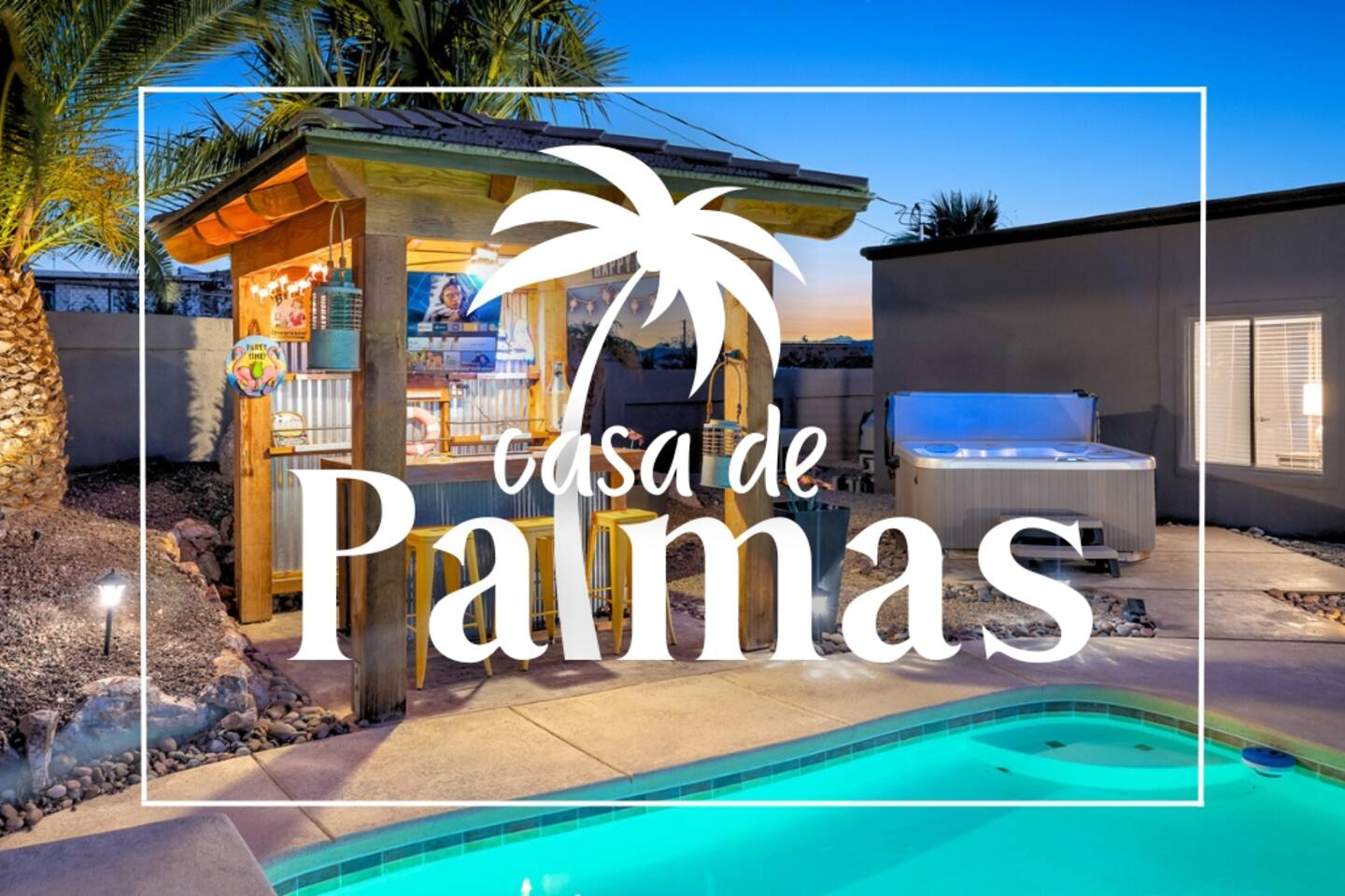Casa De Palmas | Heated Pool & Spa | Bar | Parking — Lake Havasu City, AZ — vacation rental