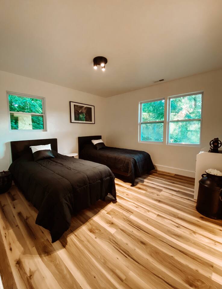 Black and White Cabin on Tranquil Three Acres