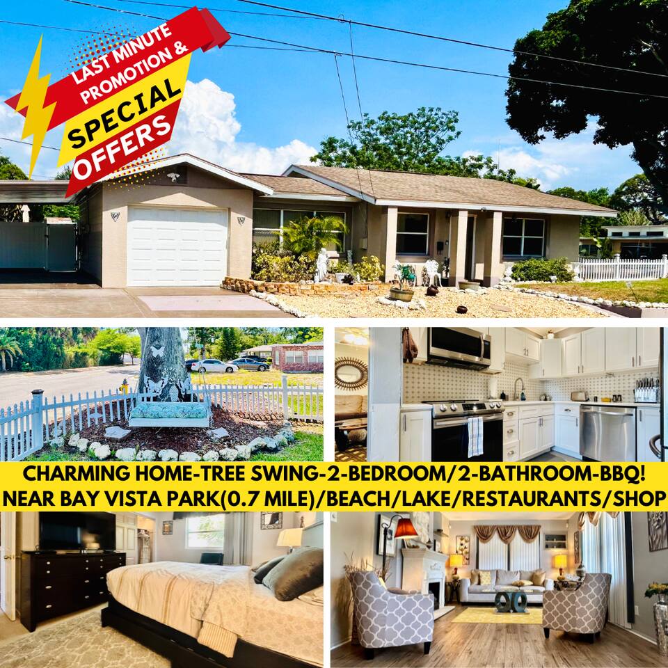 !NEW LISTING!CHARMING HOME-TREE SWING-BBQ-NEAR BEACH/PARK/LAKE/RESTAURANT/SHOPS!