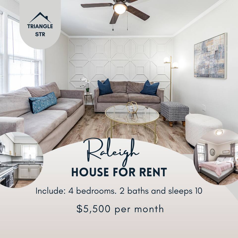 Raleigh house sleeps 10 - starts @ $5.5k/month — Raleigh — vacation rental