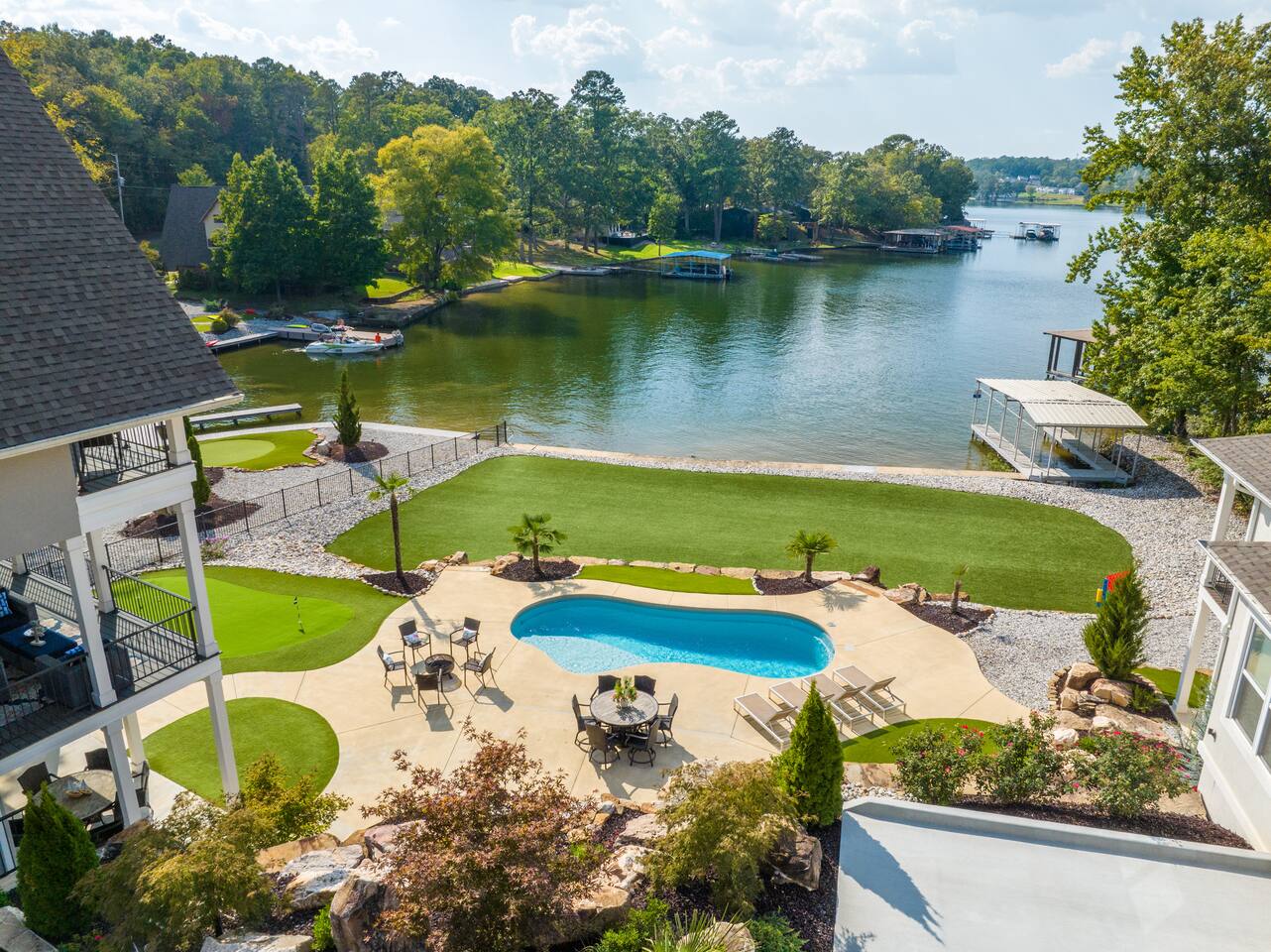 "Relax Lane" | Lakefront Views*Private Pool*Hot tub*Putting Green*Firepit*Boat Slip