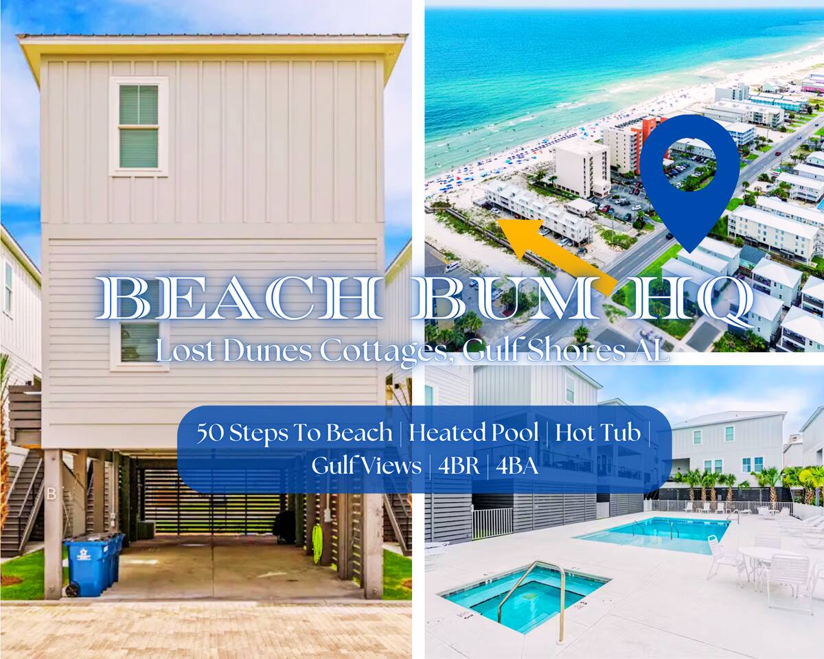 "Beach Bum HQ" | 50 Steps To Beach*Gulf Views*Heated Pool*Hot Tub*4BR*Sleeps 12*Lost Dunes Cottages — Gulf Shores — vacation rental