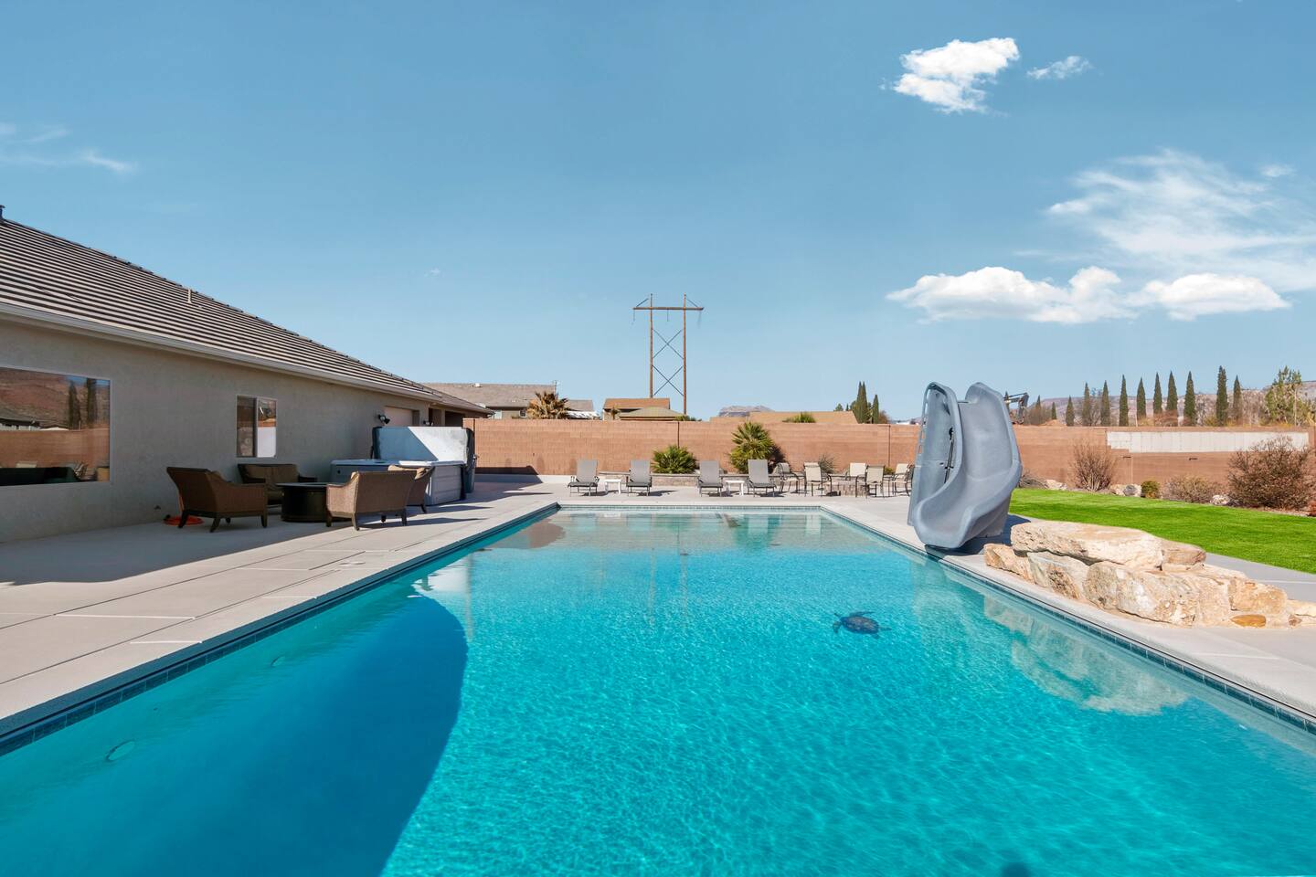 Spacious Home with Fire Pit, Hot Tub, Pool + Slide