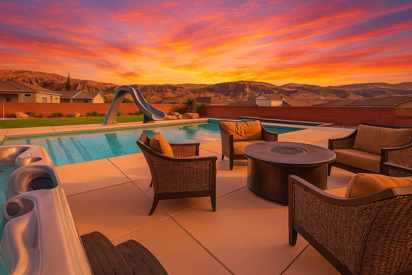 Spacious Home with Fire Pit, Hot Tub, Pool + Slide — La Verkin, UT — vacation rental