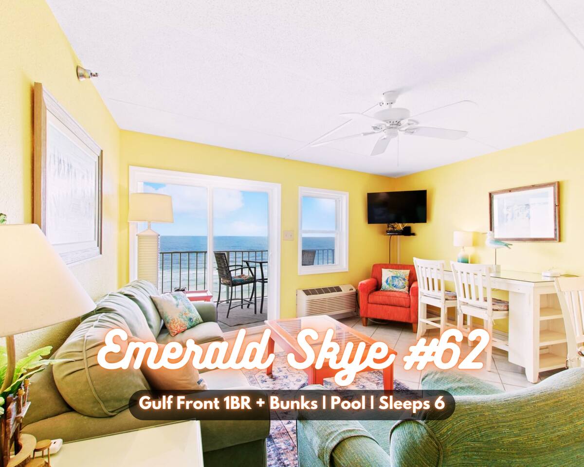 "Emerald Skye #62" | Beach Front*Stunning Gulf Views*Pool*Gym*Pier*1BR + Bunks — Orange Beach — vacation rental