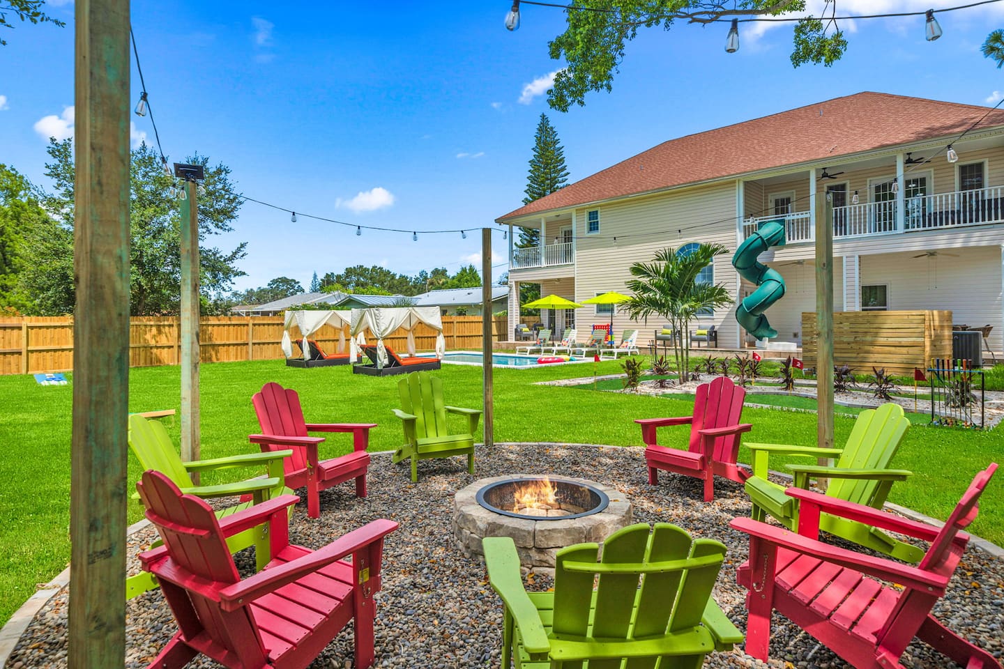 Sleeps21 7BR Beach Estate: Pool, Slide, Golf Sim