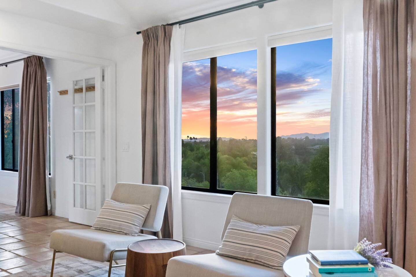 Fallbrook at dusk — the valley going quiet as the sun drops behind the hills