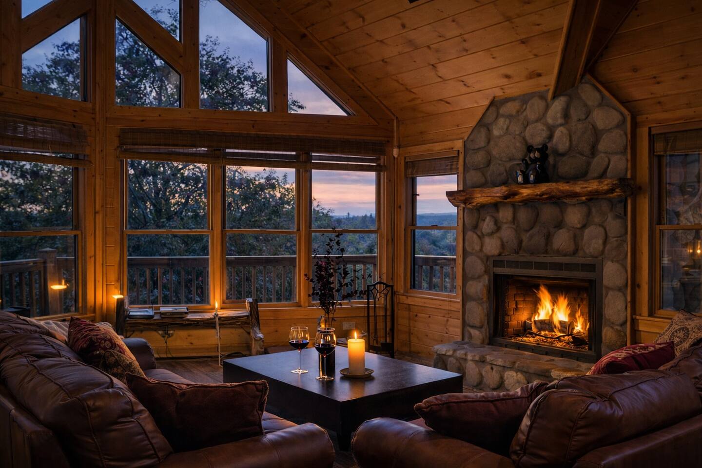 Mountain View Lodge Hot Tub and Stone Fireplace — Blue Ridge, GA — vacation rental